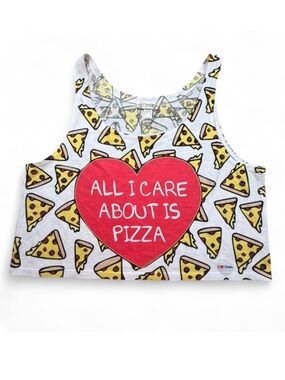 Fresh Tops "All I Care About Is Pizza" Graphic Tank Top Size M